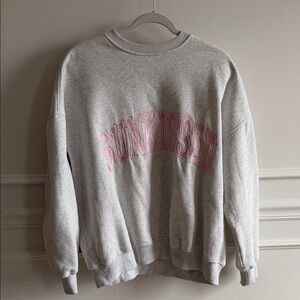 Sunkissed Coconut Grey Crewneck Sweatshirt with Pink Logo